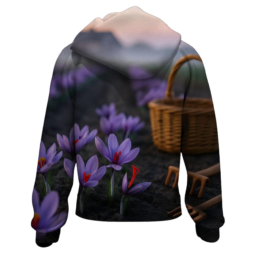 Saffron Crocus Rows After Dawn Harvest heavyweight hoodies
