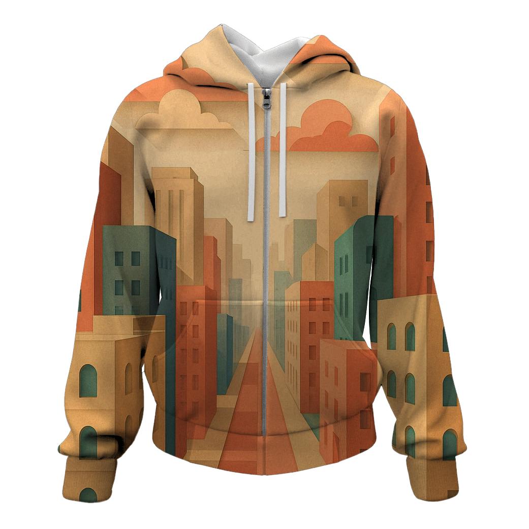 Kinetic Paper Cut City Mirage printed hoodies