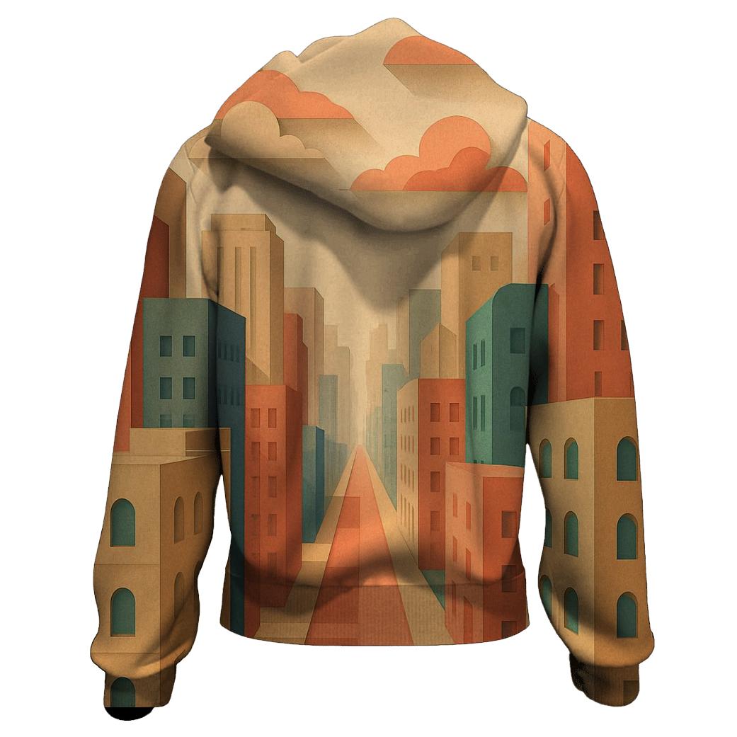 Kinetic Paper Cut City Mirage printed hoodies