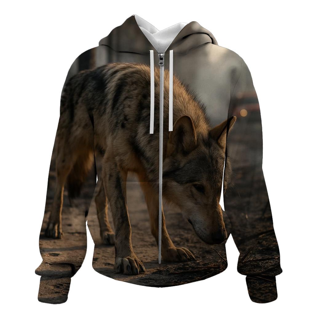 Firebreak Sentinel Wolf In Post Burn Forest Survey printed hoodies