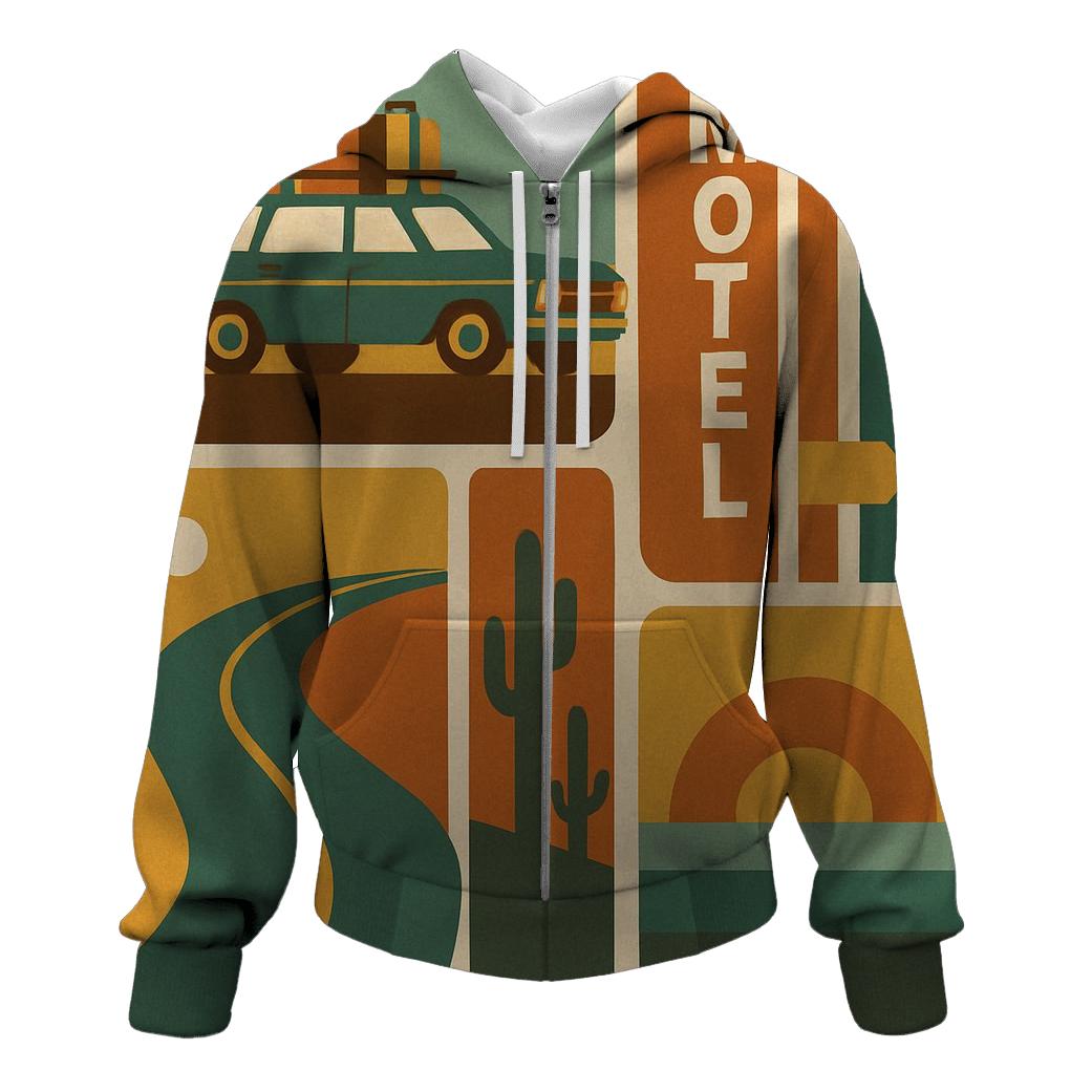Groovy Road Trip Postcard Collage hoodie styles
