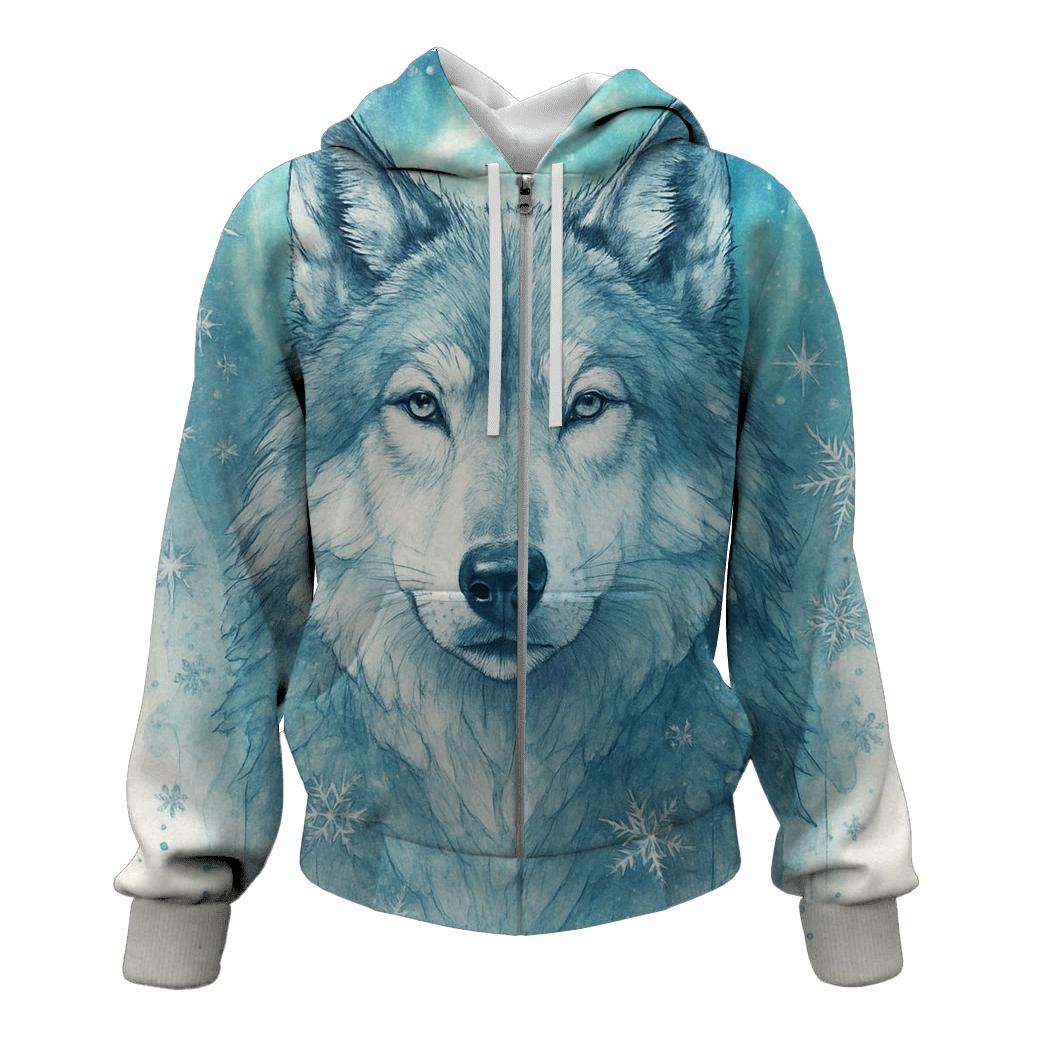 Aurora Warden Wolf printed hoodies
