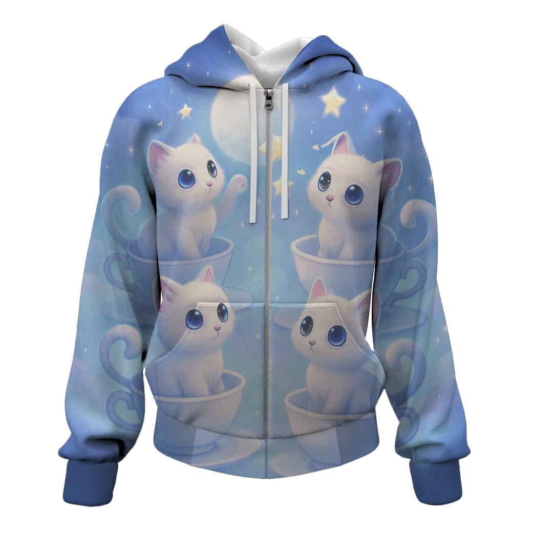 Moonlit Teacup Kitten Carousel heavyweight hoodies