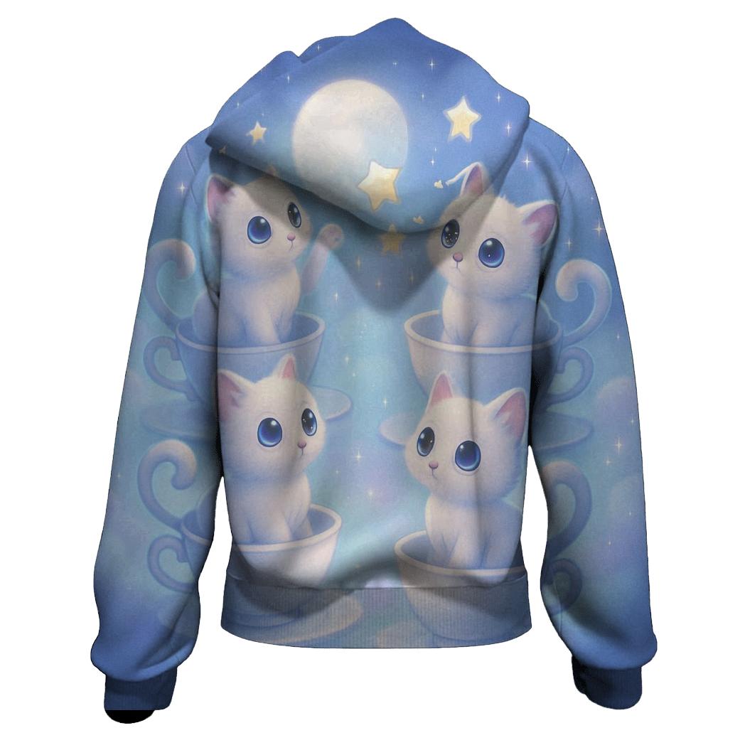 Moonlit Teacup Kitten Carousel heavyweight hoodies