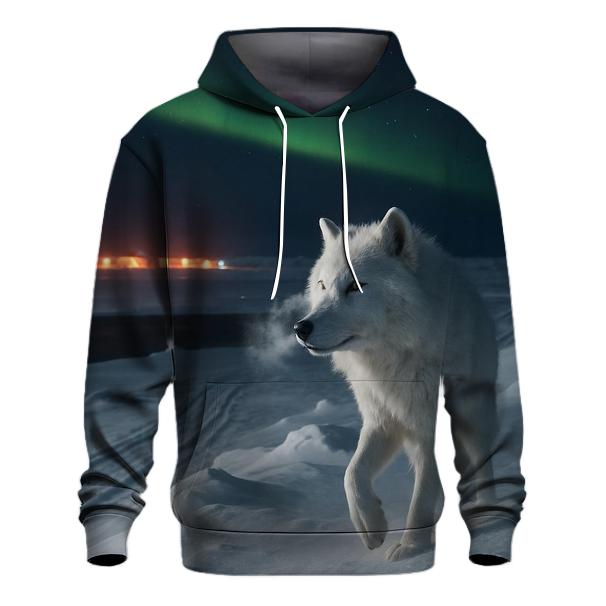 Arctic Research Camp Night Watch Wolf At Auroral Ice Ridge hoodie trends