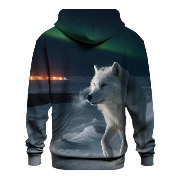 Arctic Research Camp Night Watch Wolf At Auroral Ice Ridge hoodie trends