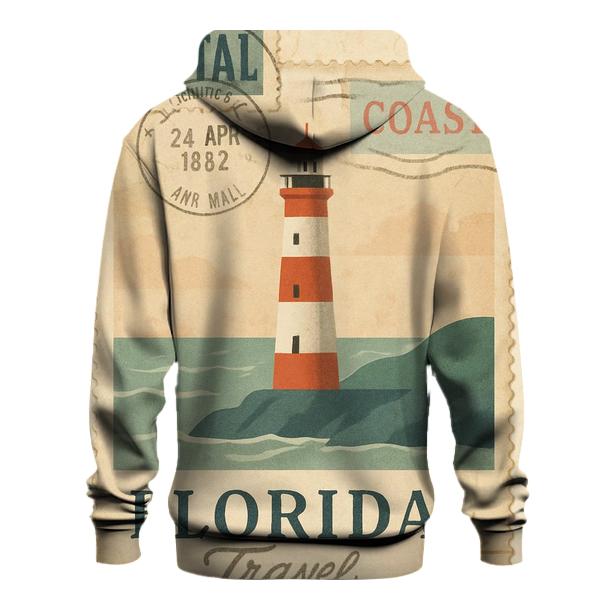 Vintage Harbor Lighthouse Travel Stamp Collage printed hoodies