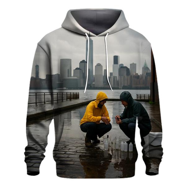 Red Hook Rain Gloss Lower Manhattan Panorama lightweight hoodies