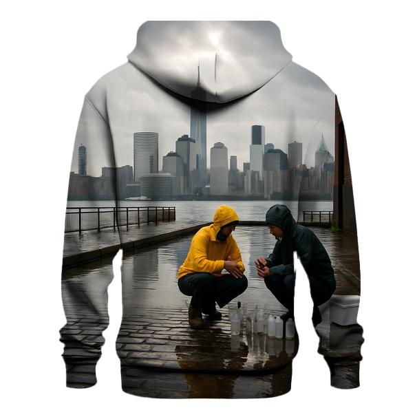 Red Hook Rain Gloss Lower Manhattan Panorama lightweight hoodies