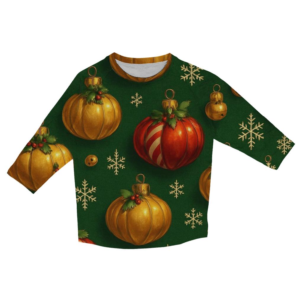 Crimson Pumpkin Ornament Lattice On Pine Green Background custom 3/4 sleeve shirts