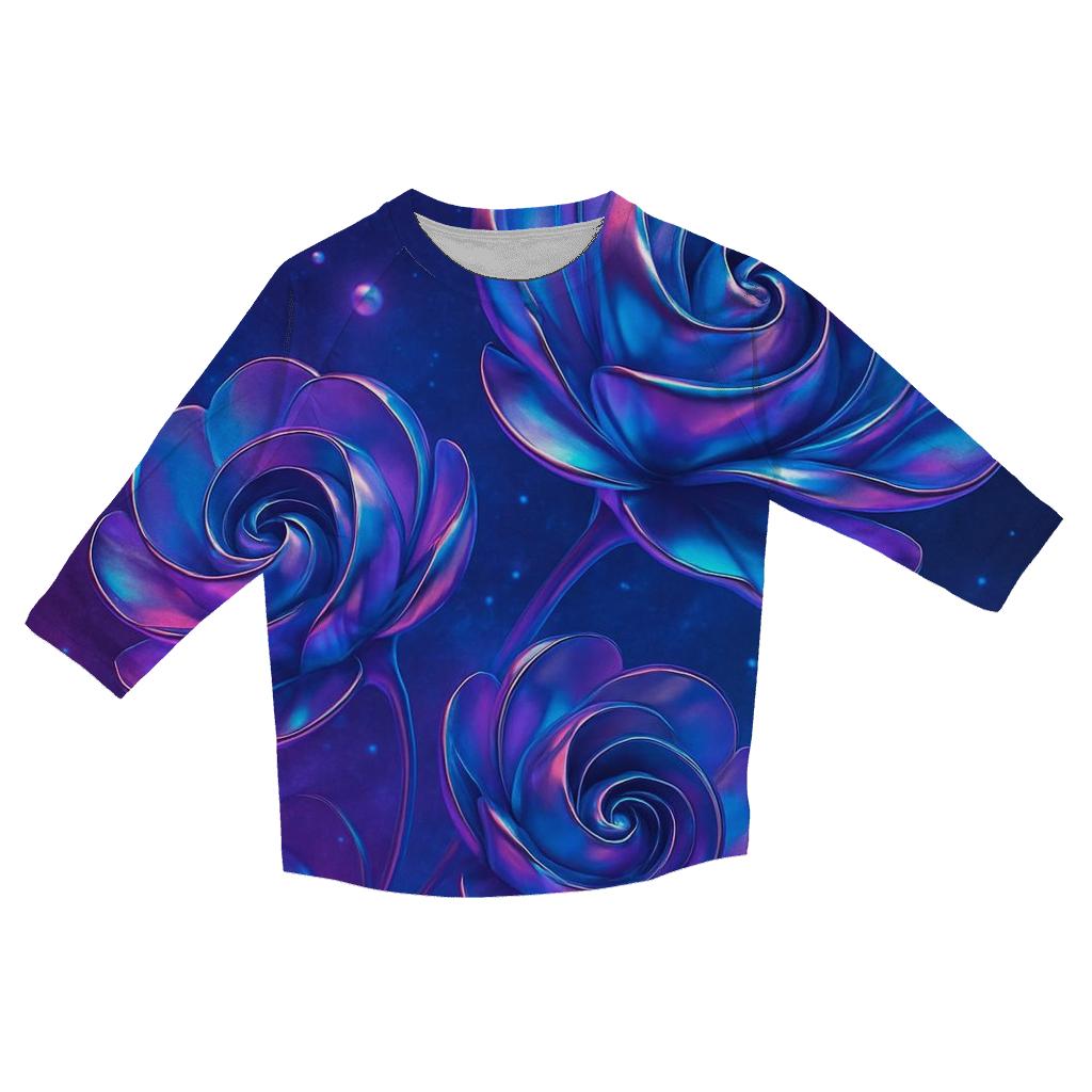 Chrome Bloom Nebula Garden trendy 3/4 sleeve tops