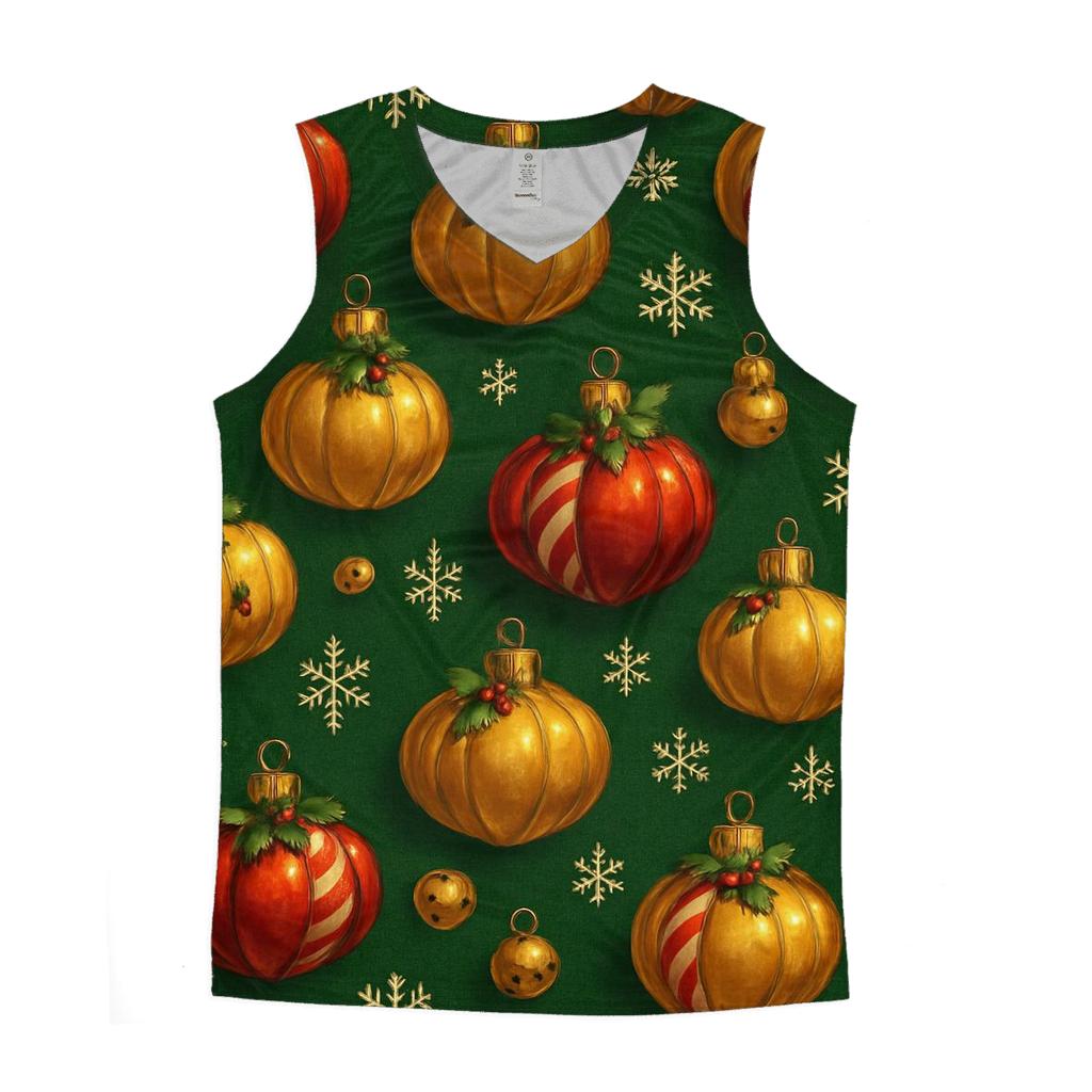 Crimson Pumpkin Ornament Lattice On Pine Green Background trendy fitted tank tops