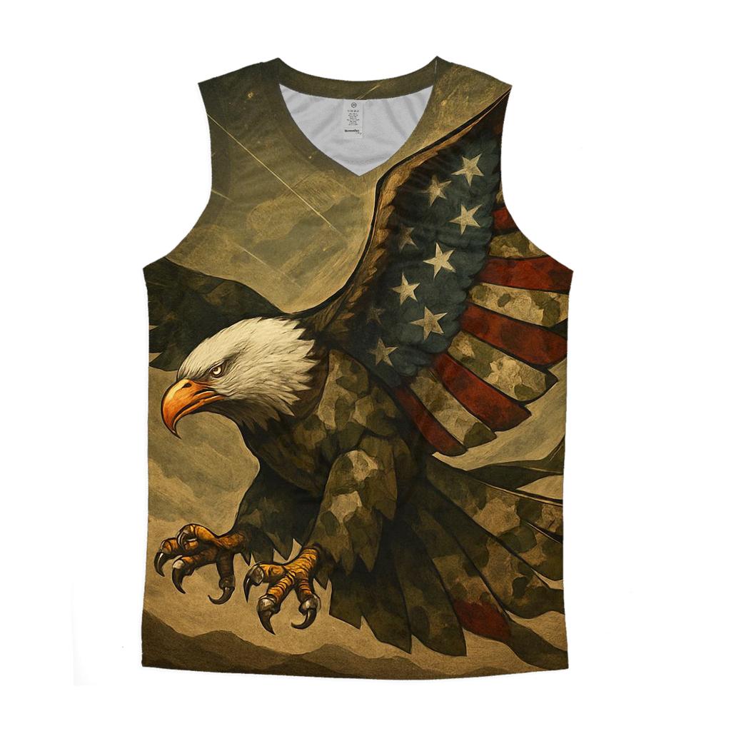 Eagle Sentinel Above The Mosaic Camouflage Flag sports performance tank tops