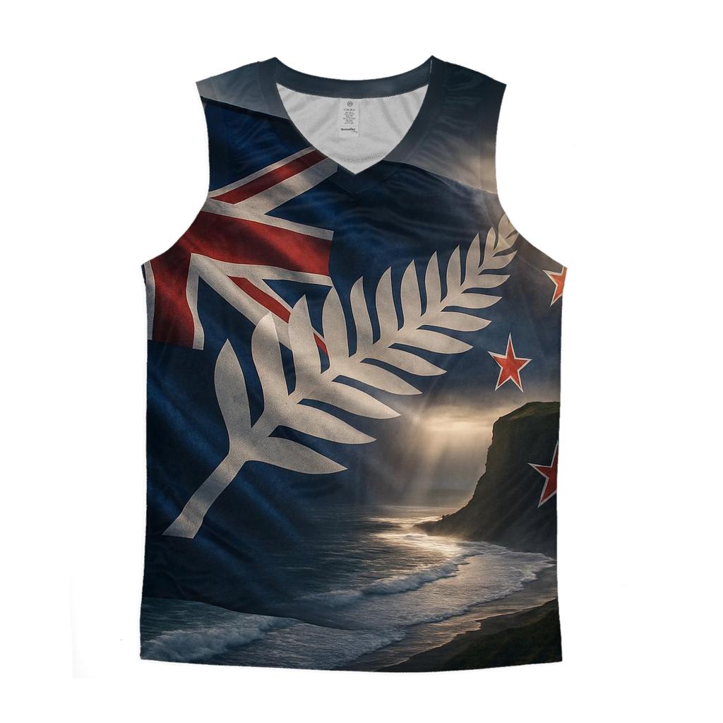 New Zealand Stormlit Silver Fern Flag stylish racerback tanks