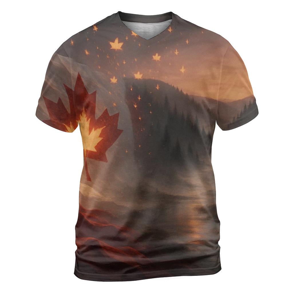 Canada Boreal Flag Aurora artistic all-over print tops