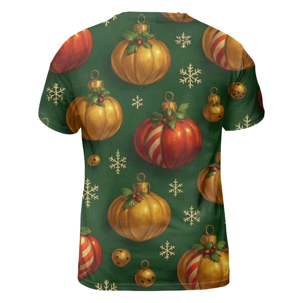 Crimson Pumpkin Ornament Lattice On Pine Green Background vibrant all-over design tees