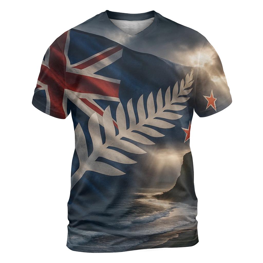 New Zealand Stormlit Silver Fern Flag trendy printed shirt styles