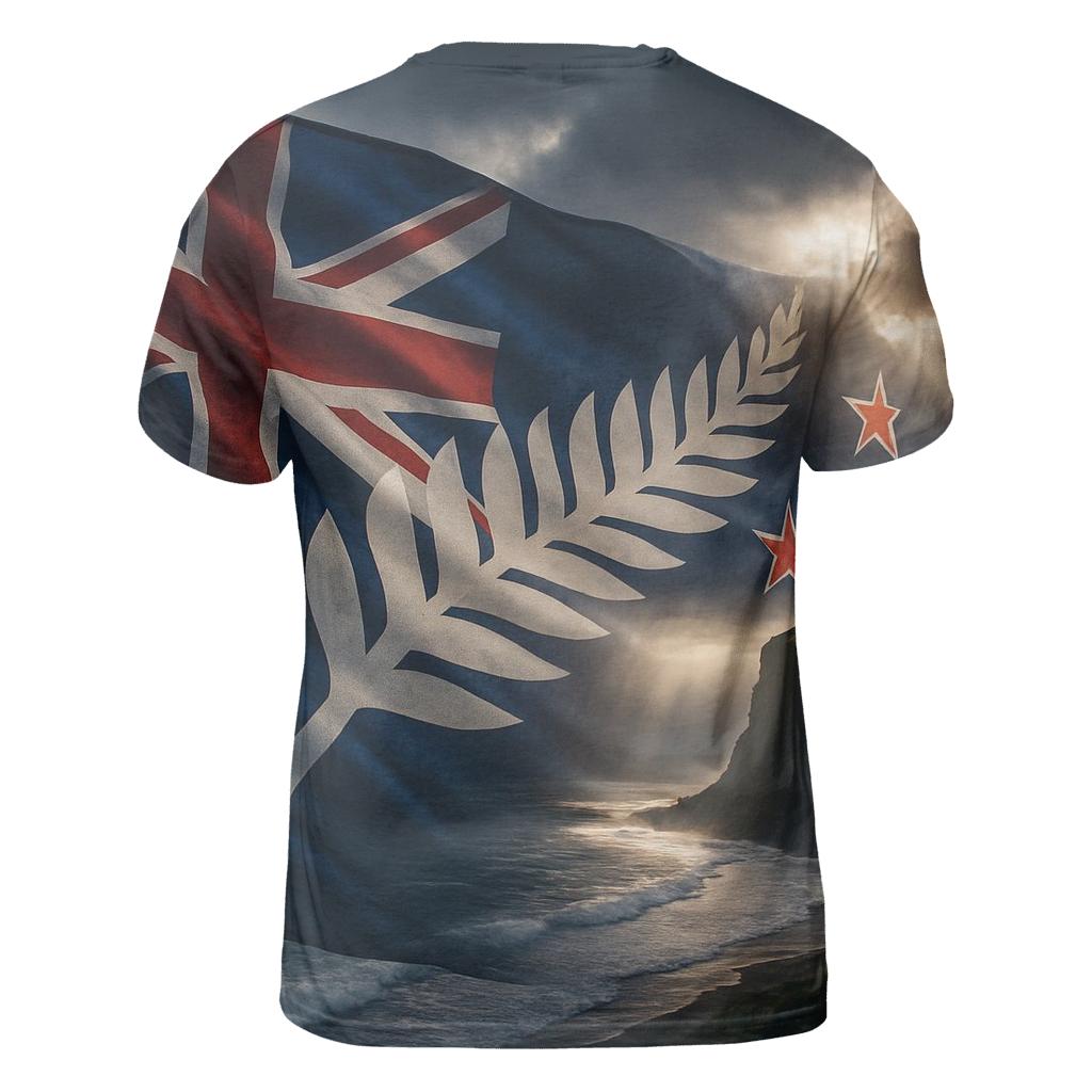 New Zealand Stormlit Silver Fern Flag trendy printed shirt styles