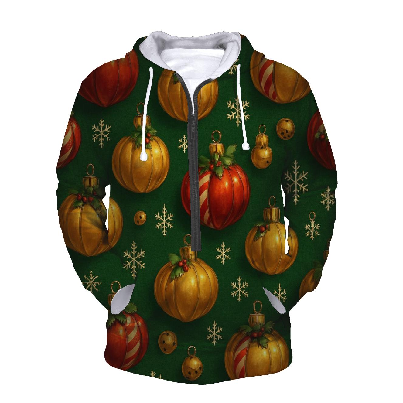 Crimson Pumpkin Ornament Lattice On Pine Green Background designer hoodies