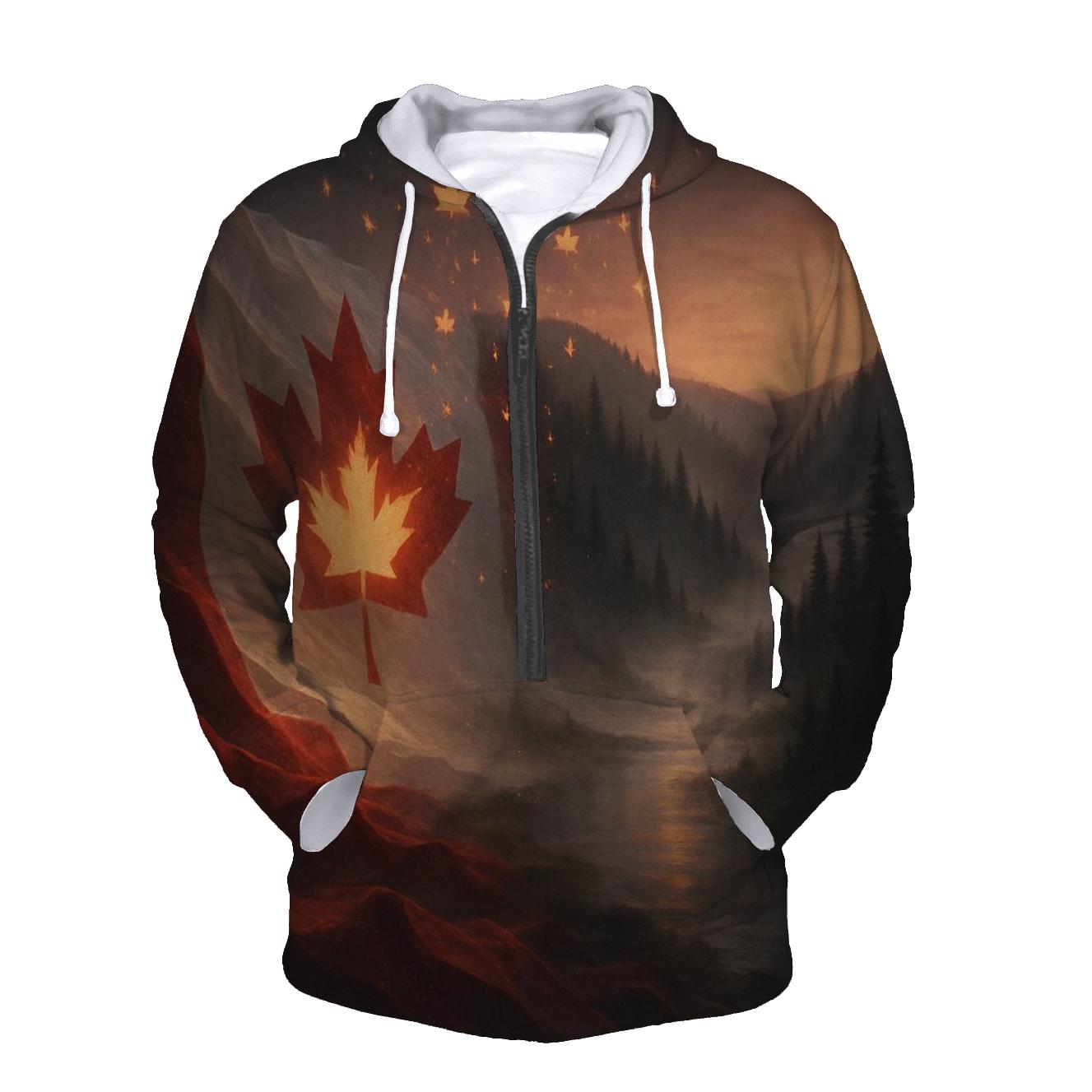 Canada Boreal Flag Aurora embroidered hoodies