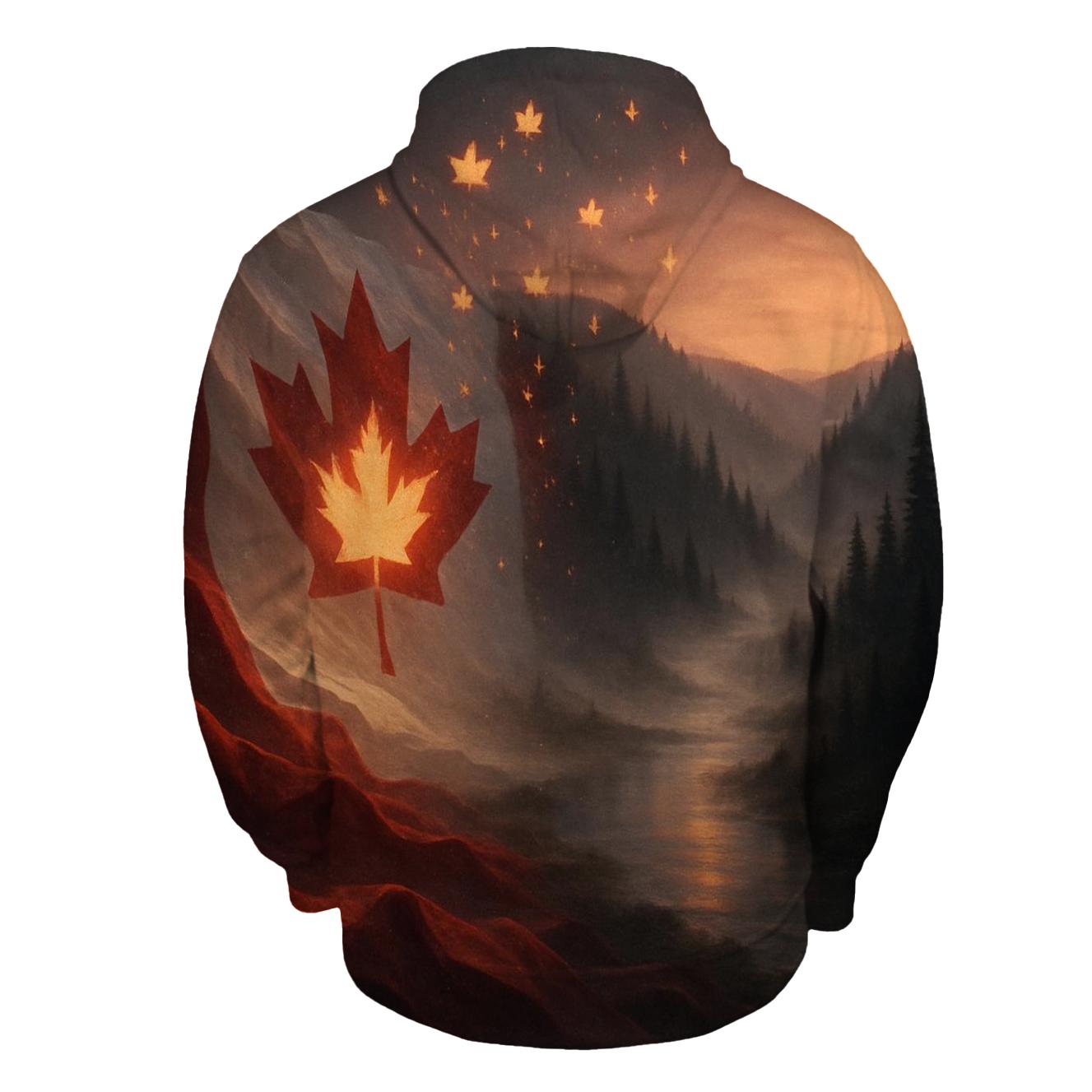 Canada Boreal Flag Aurora embroidered hoodies