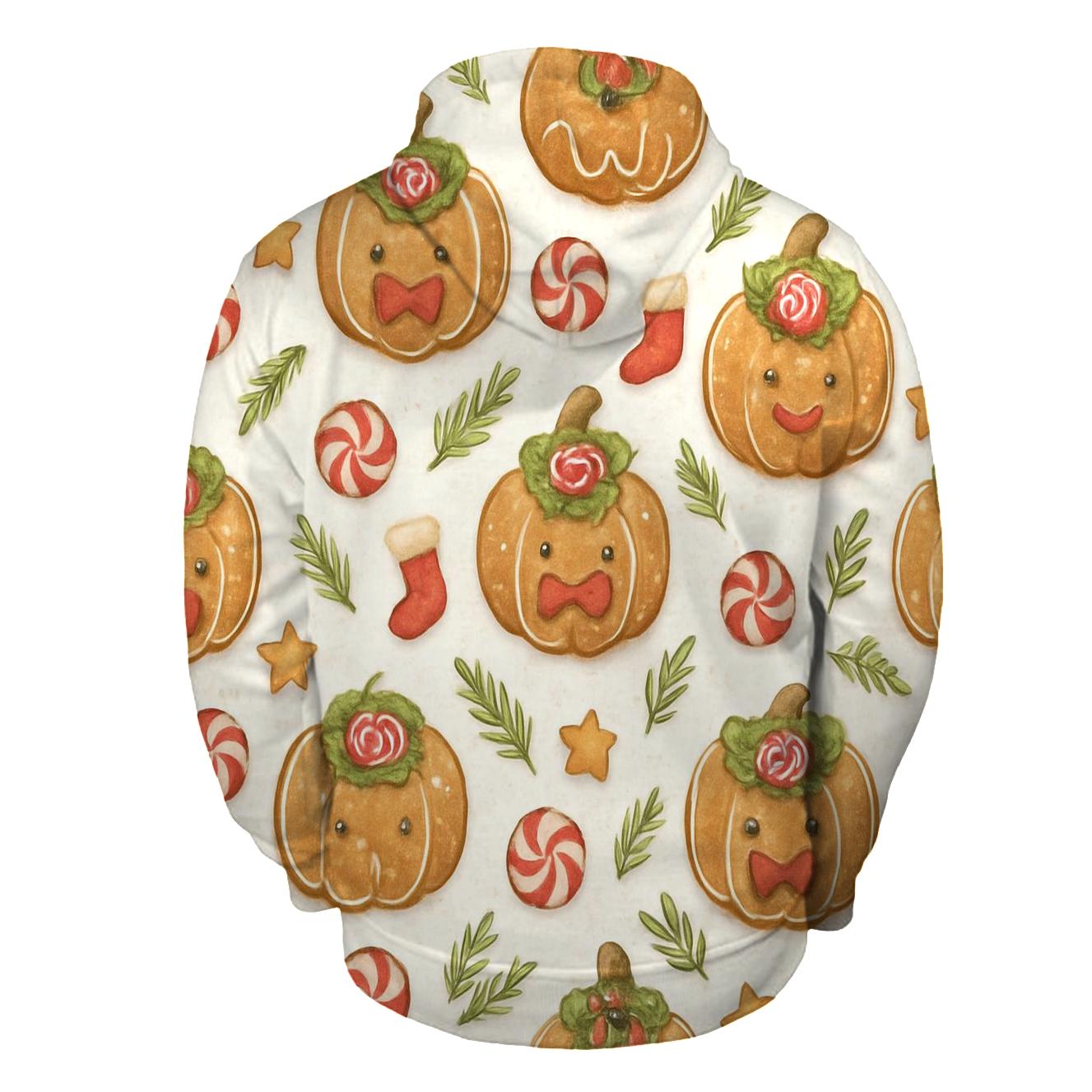 Ivory Gingerbread Pumpkin Grid On White Background designer hoodies