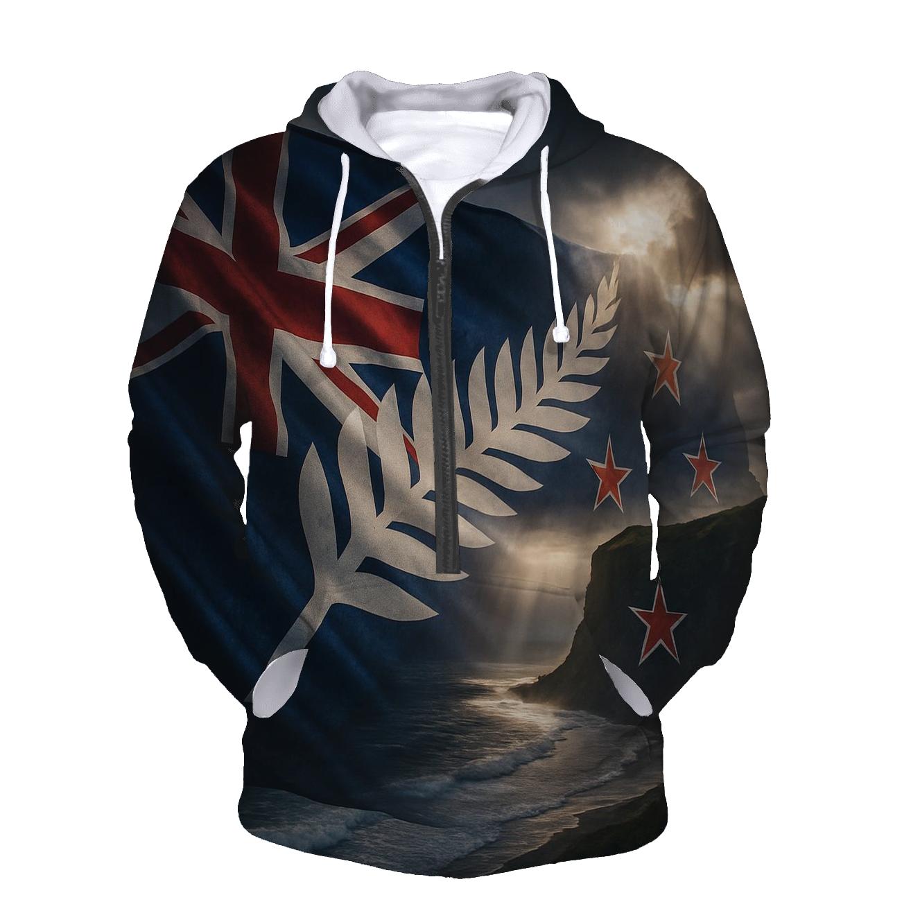 New Zealand Stormlit Silver Fern Flag hoodies fashion