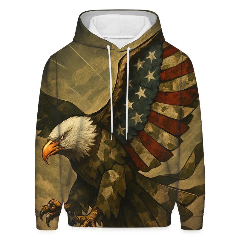 Eagle Sentinel Above The Mosaic Camouflage Flag embroidered hoodies