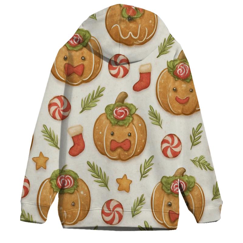 Ivory Gingerbread Pumpkin Grid On White Background designer hoodies