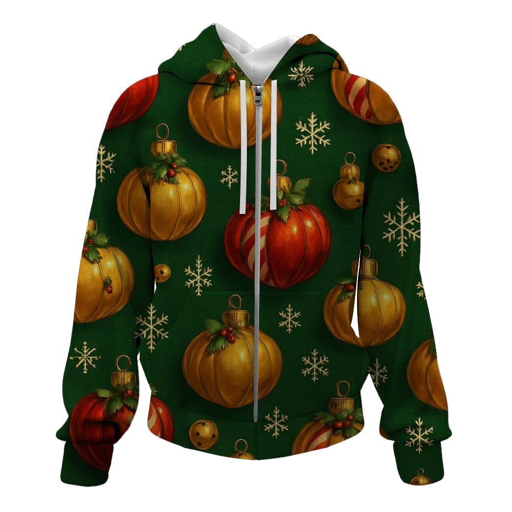 Crimson Pumpkin Ornament Lattice On Pine Green Background printed hoodies
