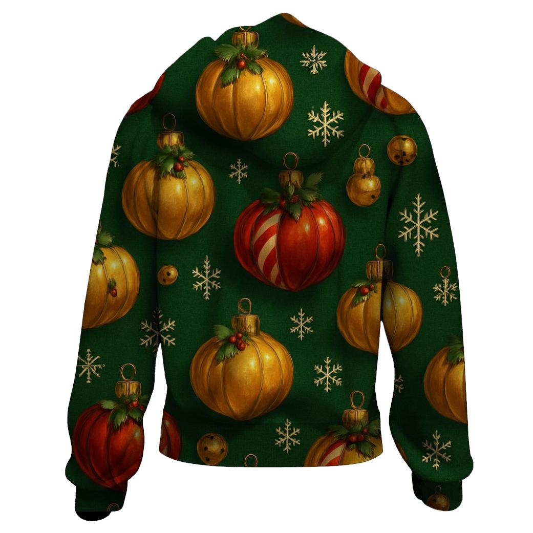 Crimson Pumpkin Ornament Lattice On Pine Green Background printed hoodies