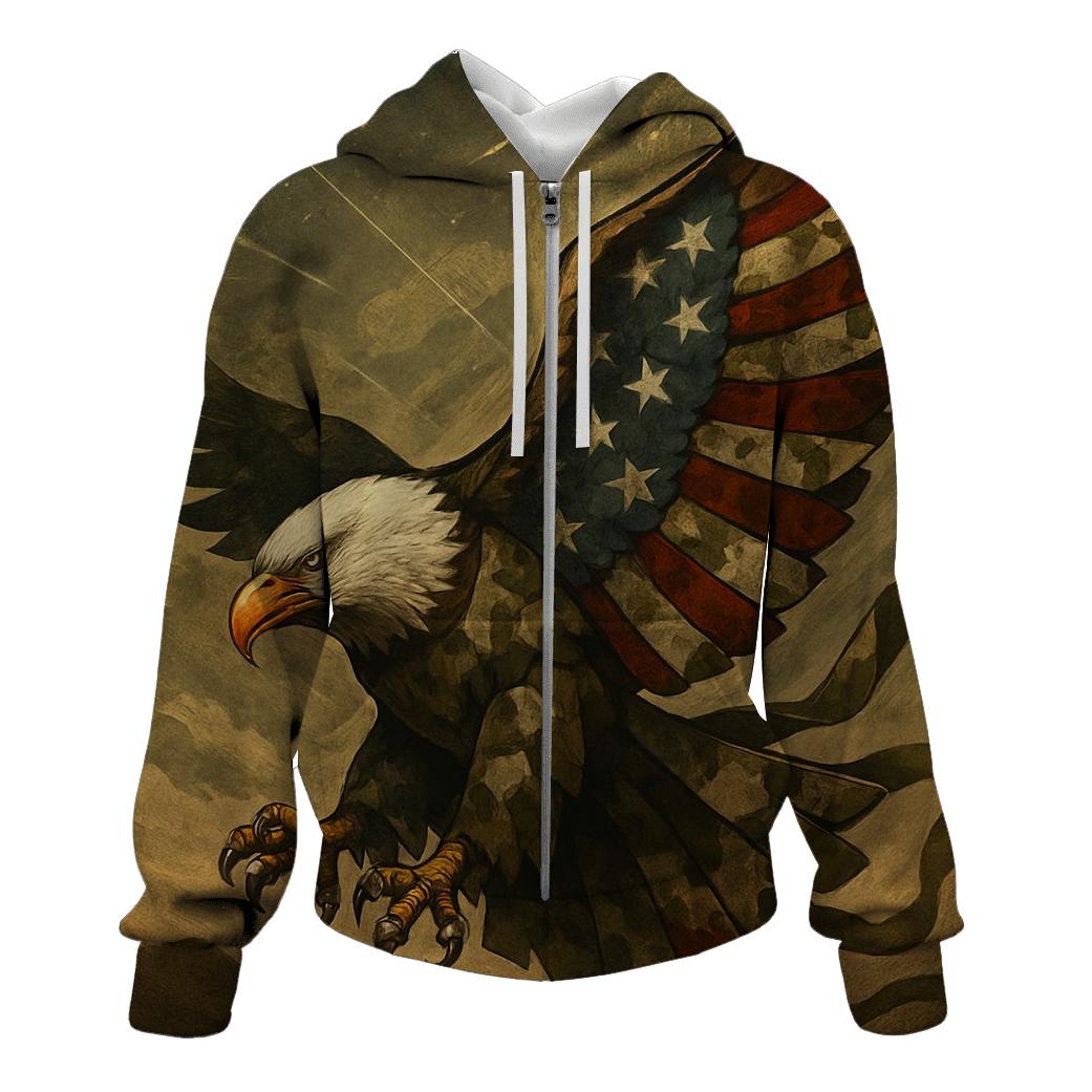 Eagle Sentinel Above The Mosaic Camouflage Flag lightweight hoodies