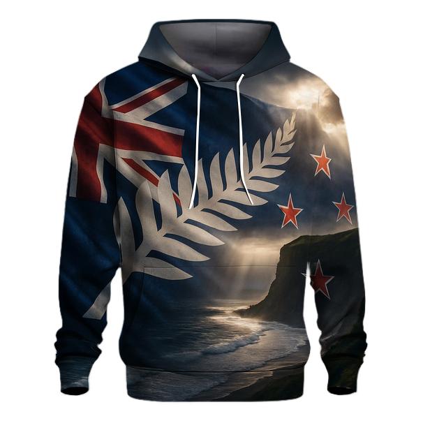 New Zealand Stormlit Silver Fern Flag printed hoodies