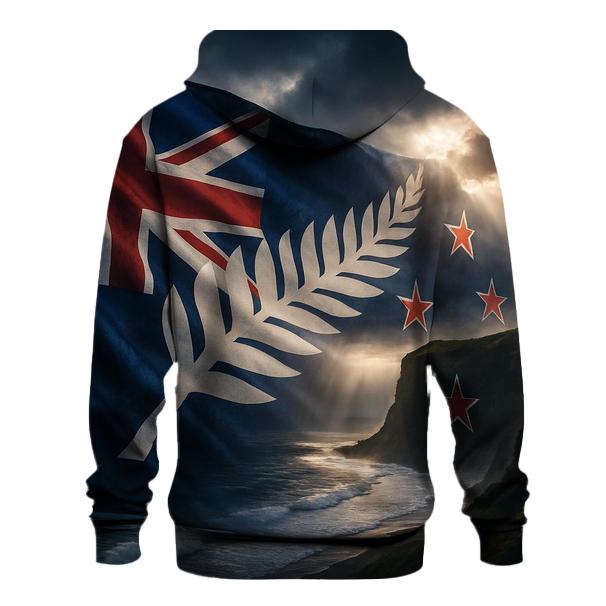 New Zealand Stormlit Silver Fern Flag printed hoodies