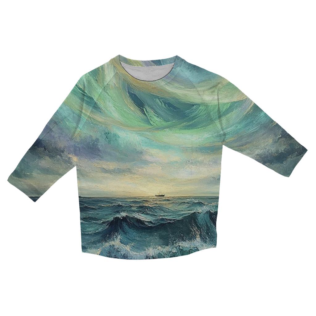 J M W Turner Inspired Aurora Over Stormy Ocean cotton quarter sleeve shirts