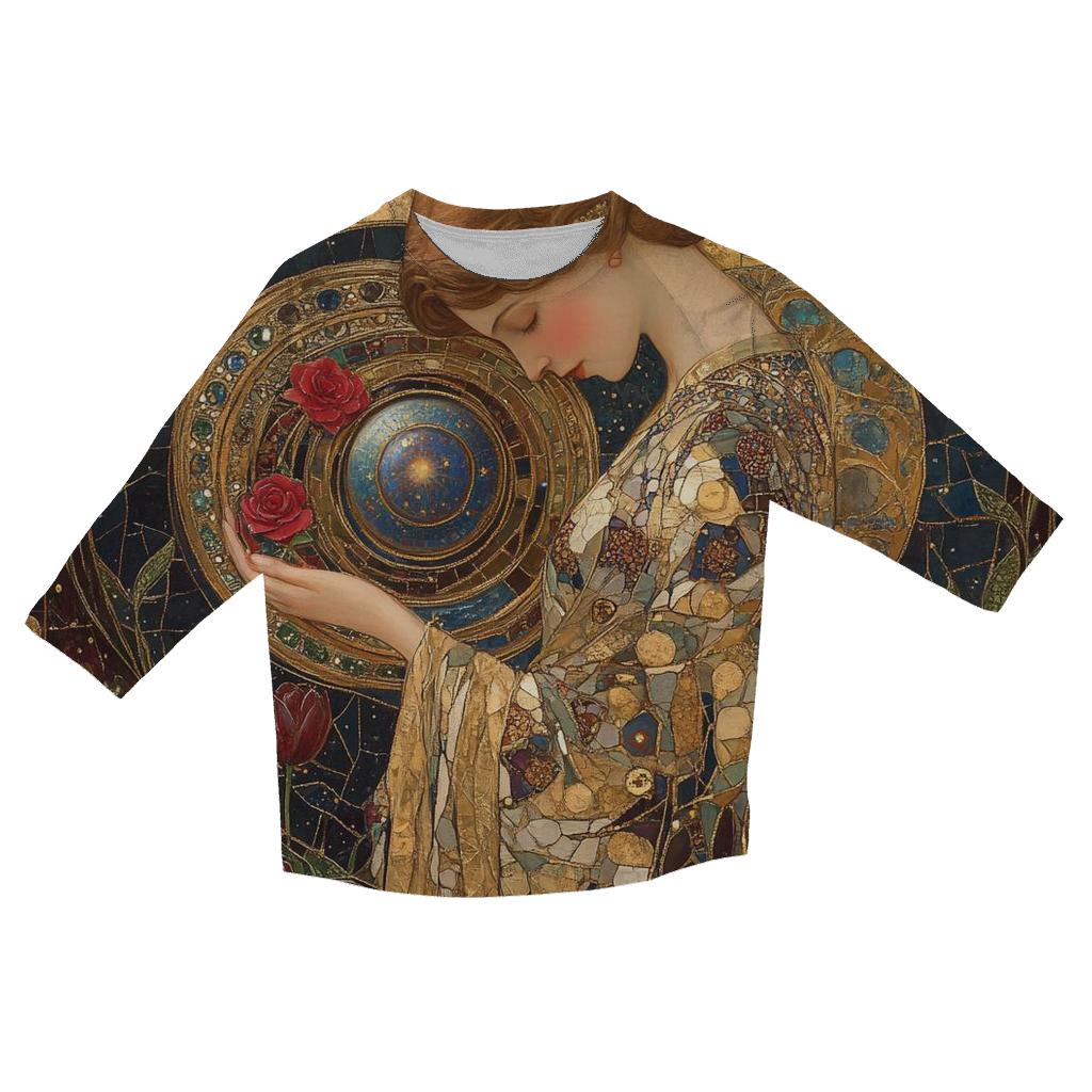 Gustav Klimt Inspired Mythic Garden Of Planets custom 3/4 sleeve shirts