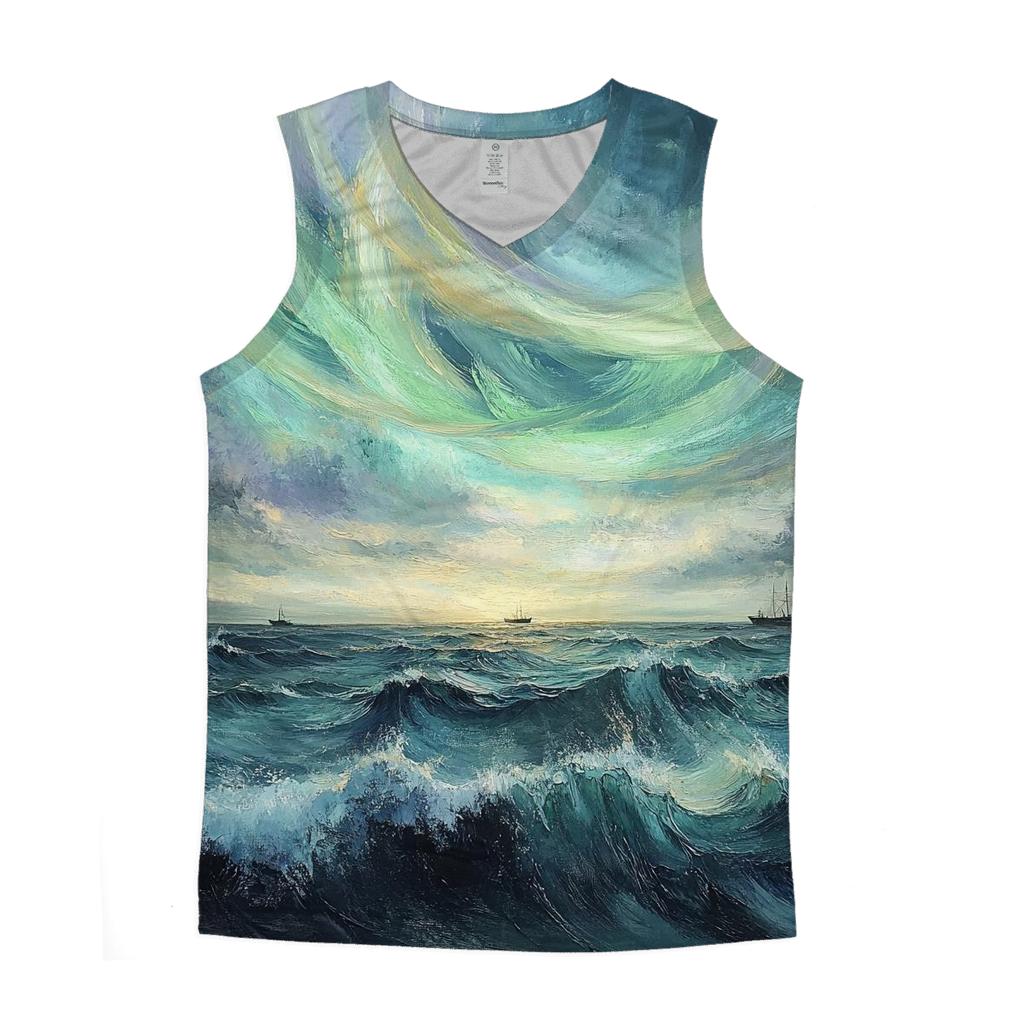 J M W Turner Inspired Aurora Over Stormy Ocean designer workout tanks