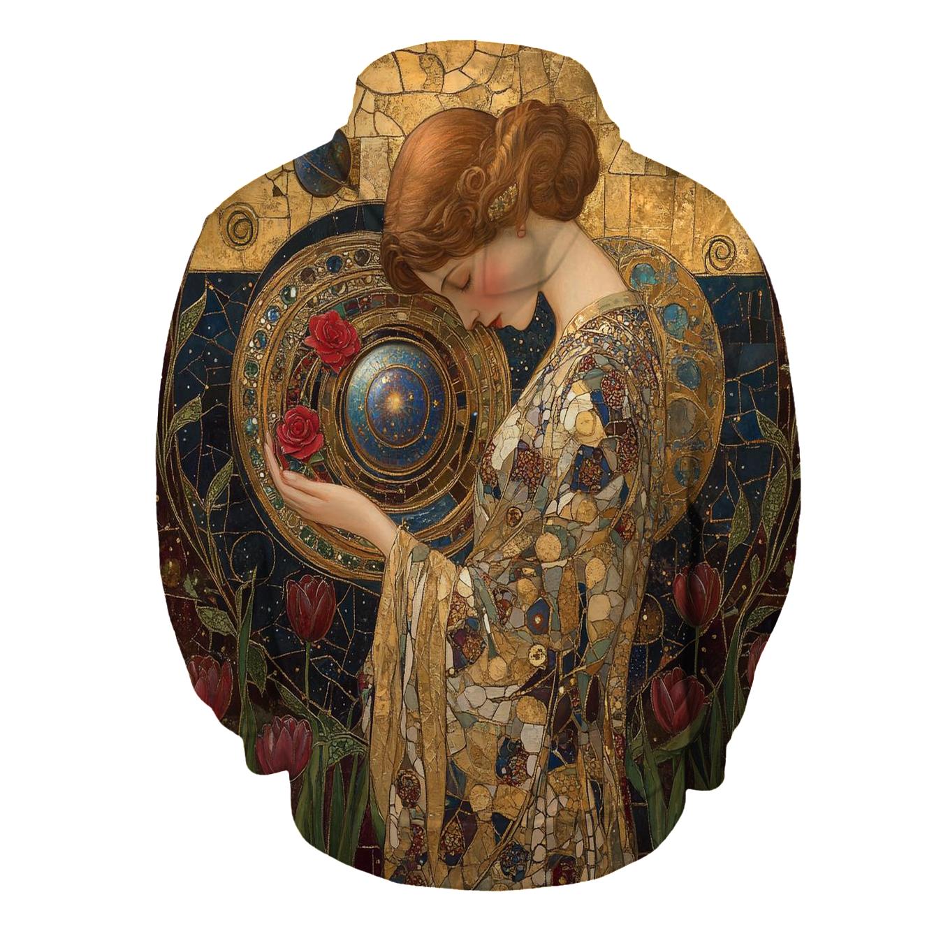 Gustav Klimt Inspired Mythic Garden Of Planets zip-up hoodies