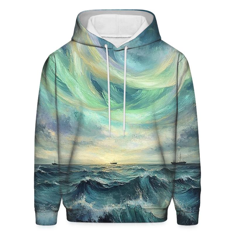 J M W Turner Inspired Aurora Over Stormy Ocean hoodie trends