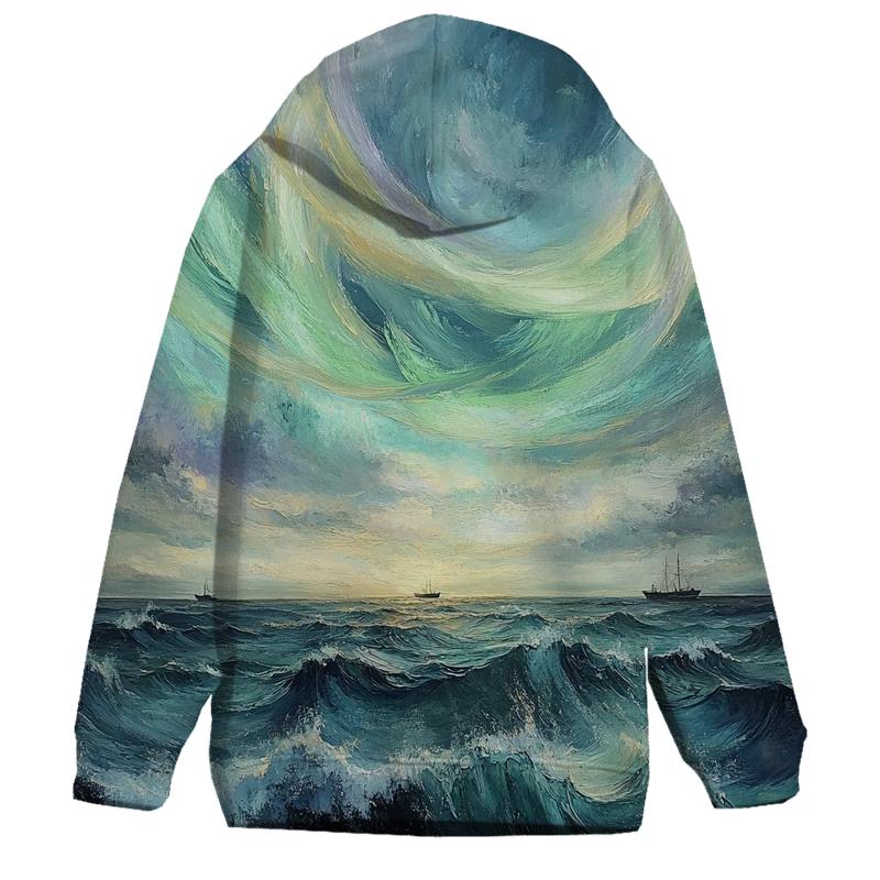 J M W Turner Inspired Aurora Over Stormy Ocean hoodie trends