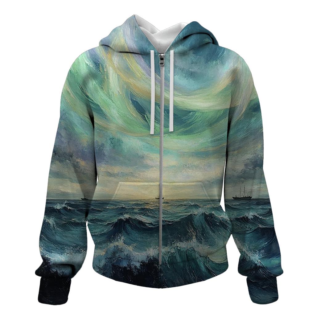 J M W Turner Inspired Aurora Over Stormy Ocean hoodie trends