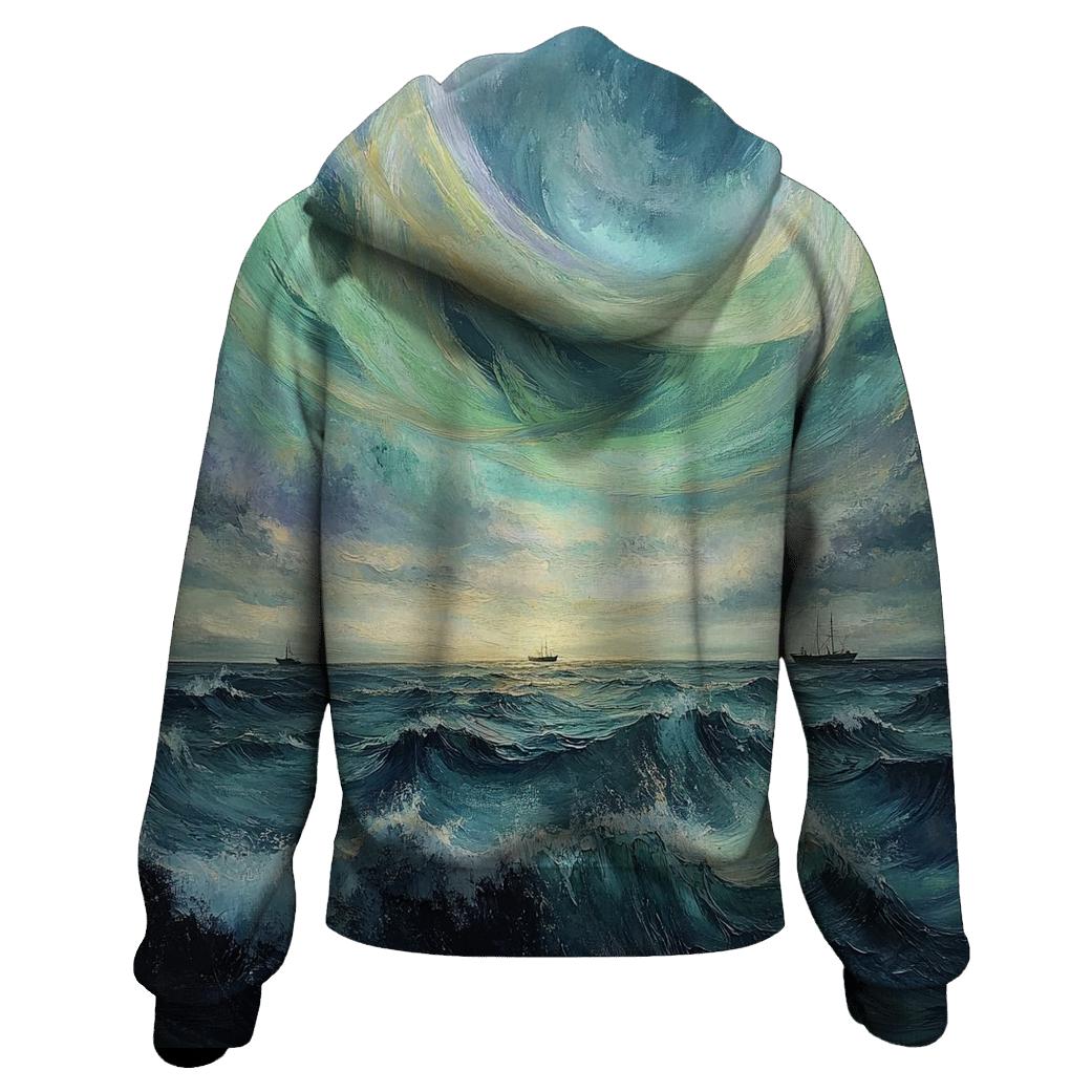 J M W Turner Inspired Aurora Over Stormy Ocean hoodie trends