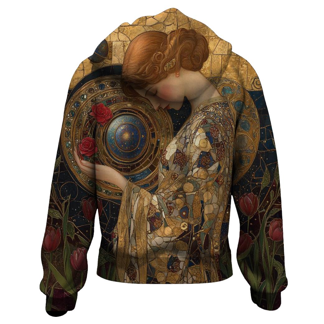 Gustav Klimt Inspired Mythic Garden Of Planets designer hoodies