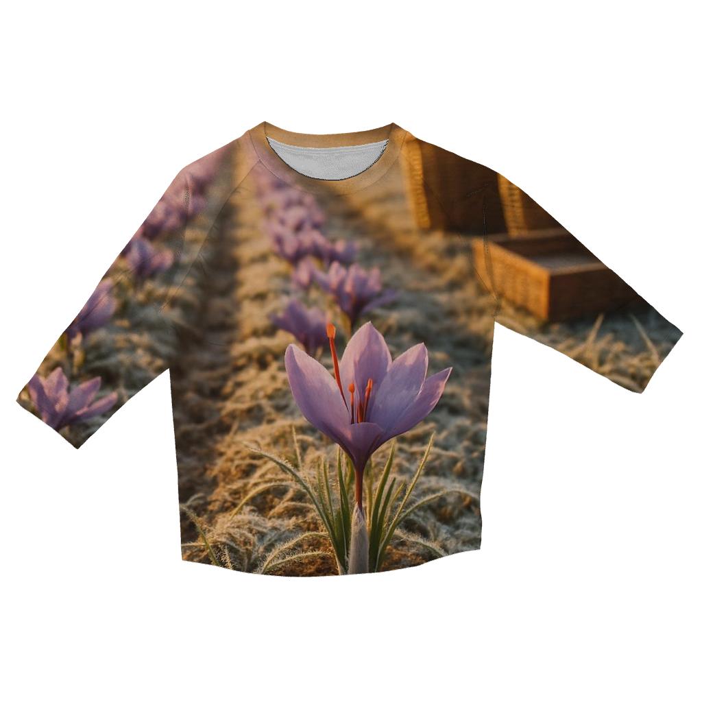 Saffron Crocus Rows After Dawn Frost fashion 3/4 sleeve shirts