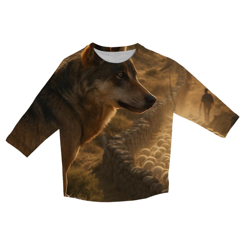 Iberian Wolf At The Transhumance Crossing fashion 3/4 sleeve shirts
