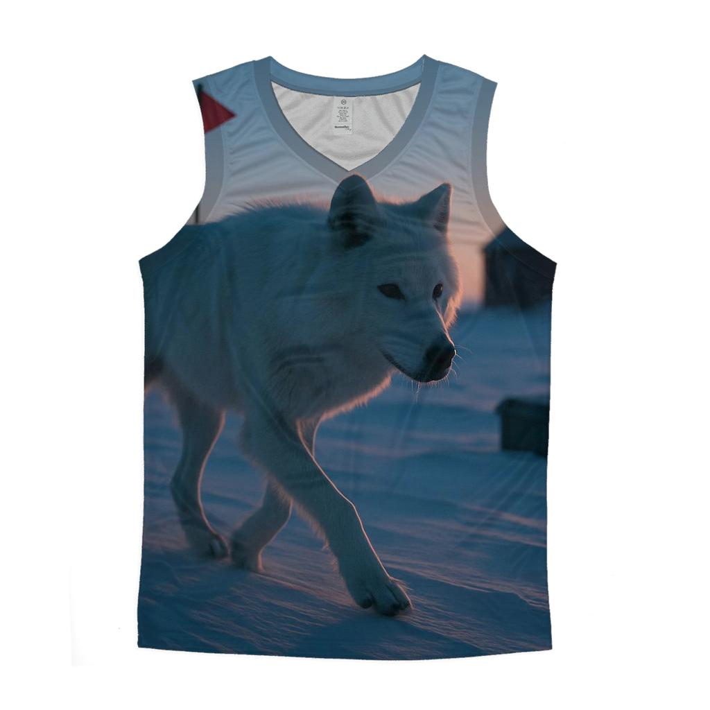 Arctic Wolf Along The Permafrost Survey Line stylish racerback tanks