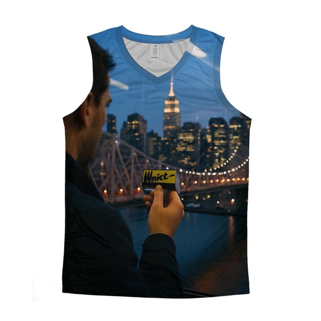 Blue Hour Tram Window Over Midtown graphic print tank tops