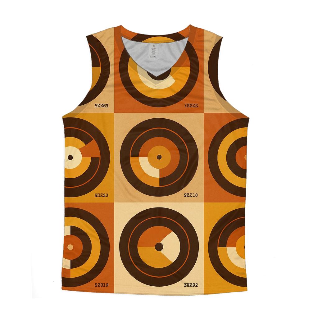 Vinyl Record Label Geometry graphic print tank tops