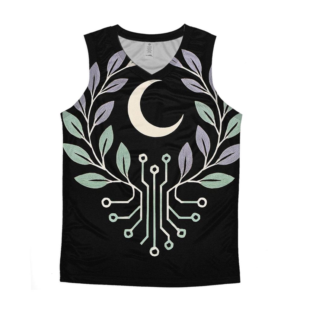 Moonlit Botanical Circuit Emblem sports performance tank tops