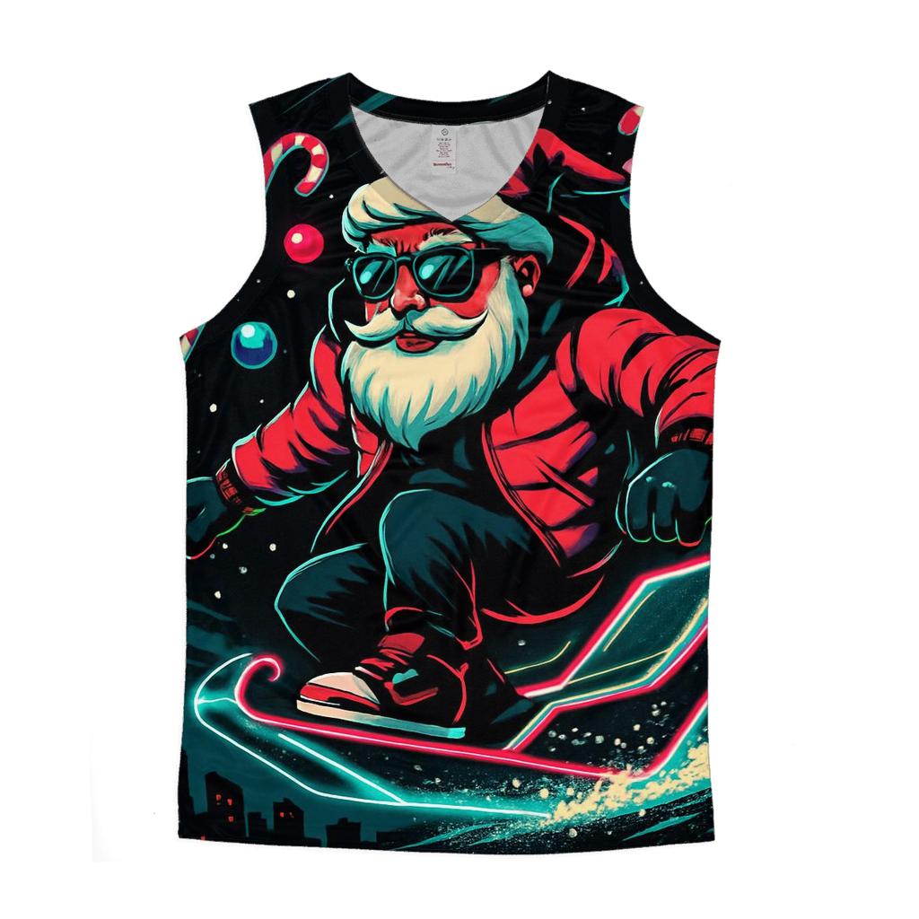 Neon Sleigh Night Rider Santa casual summer tank tops